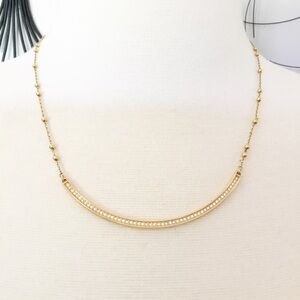 Rebecca Minkoff Gold With Rhinestones Bar Pendant Necklace